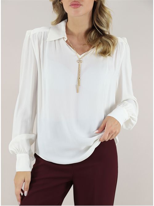 Blusa con arricciature e catena Oval T TWINSET | TP2291/00381
